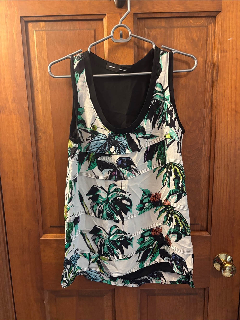 Proenza Schouler 100% Silk Tropical Print Tanktop